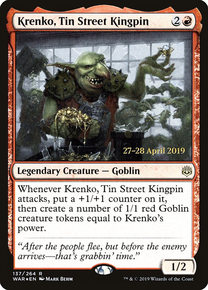 Krenko, Tin Street Kingpin  [War of the Spark Prerelease Promos] | Good Games North