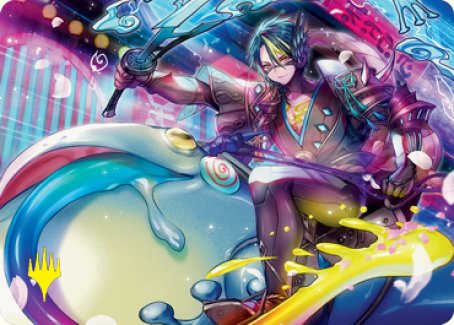 Tatsunari, Toad Rider Art Card (Gold-Stamped Signature) [Kamigawa: Neon Dynasty Art Series] | Good Games North