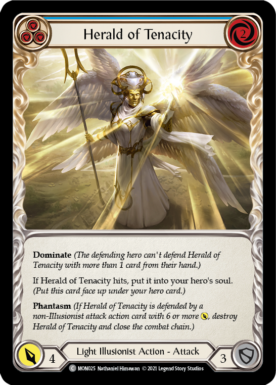 Herald of Tenacity (Blue) [MON025] 1st Edition Normal | Good Games North