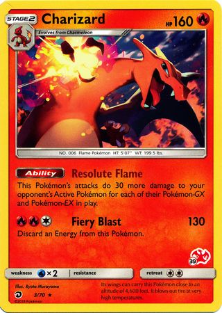 Charizard (3/70) (Charizard Stamp #39) [Battle Academy 2020] | Good Games North