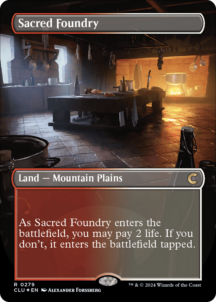 Sacred Foundry (Borderless) [Ravnica: Clue Edition] | Good Games North
