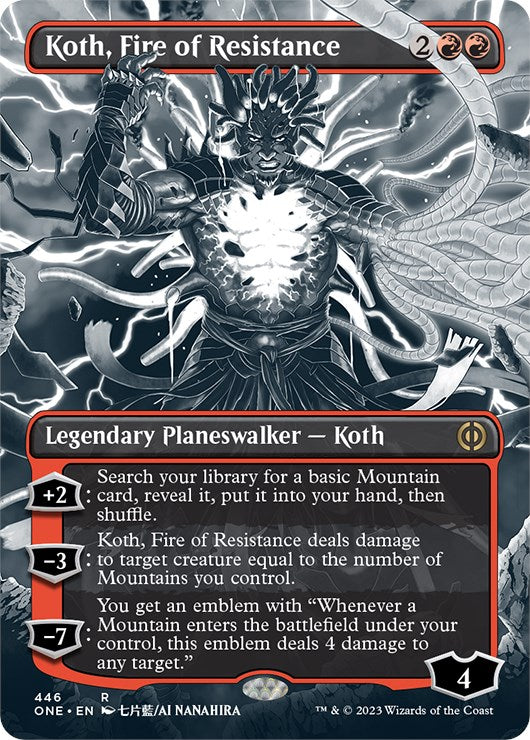 Koth, Fire of Resistance (Borderless Manga Step-and-Compleat Foil) [Phyrexia: All Will Be One] | Good Games North
