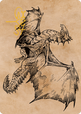 Ancient Bronze Dragon Art Card (58) (Gold-Stamped Signature) [Commander Legends: Battle for Baldur's Gate Art Series] | Good Games North