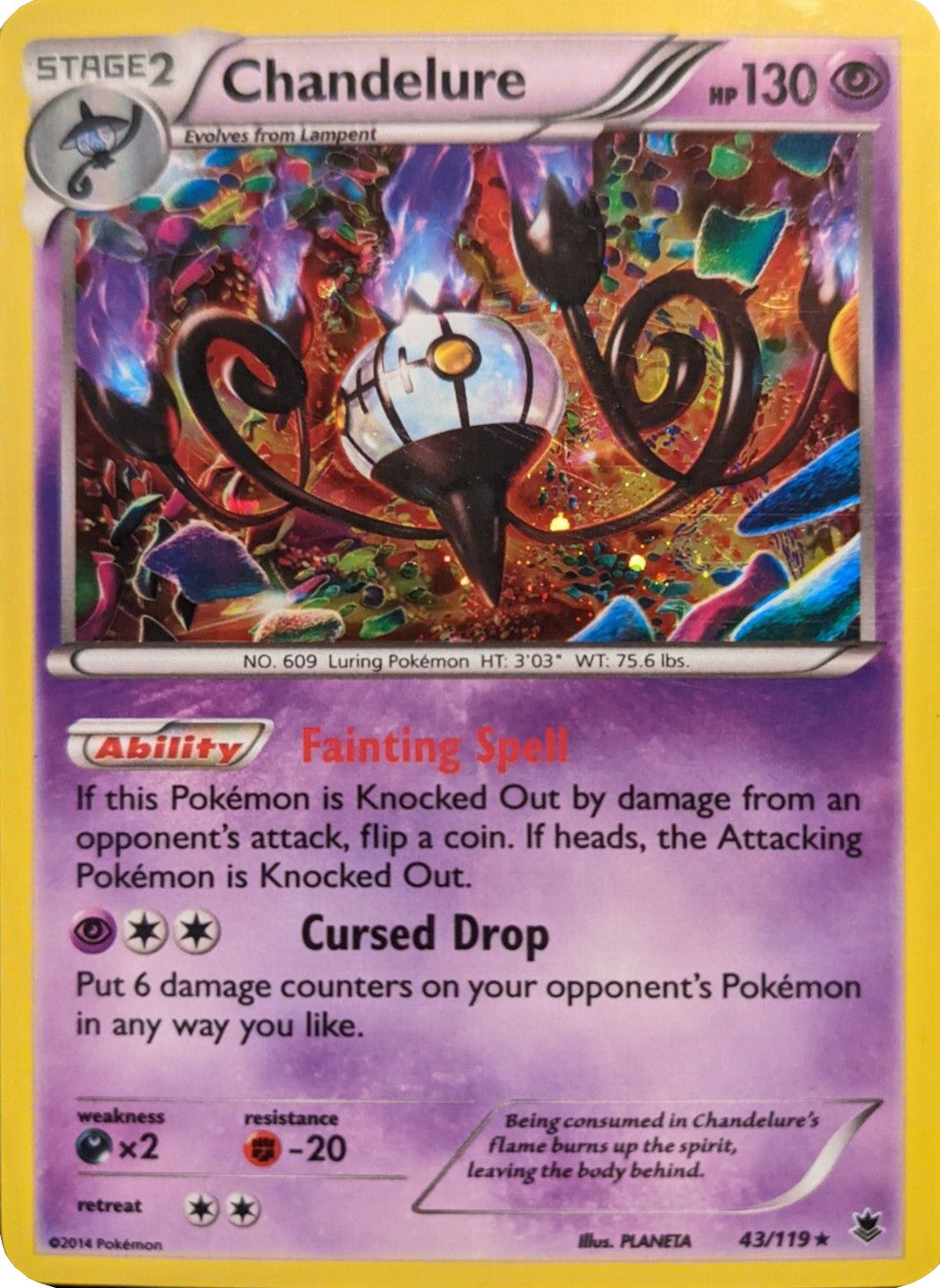 Chandelure (43/119) (Cosmos Holo) [XY: Phantom Forces] | Good Games North