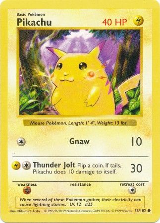 Pikachu (58/102) (Red Cheeks Misprint) [Base Set Shadowless Unlimited] | Good Games North