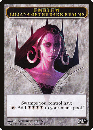 Emblem - Liliana of the Dark Realms [Magic 2014 Tokens] | Good Games North