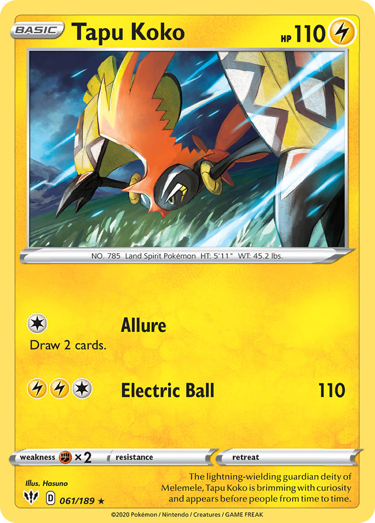 Tapu Koko (061/189) (Theme Deck Exclusive) [Sword & Shield: Darkness Ablaze] | Good Games North