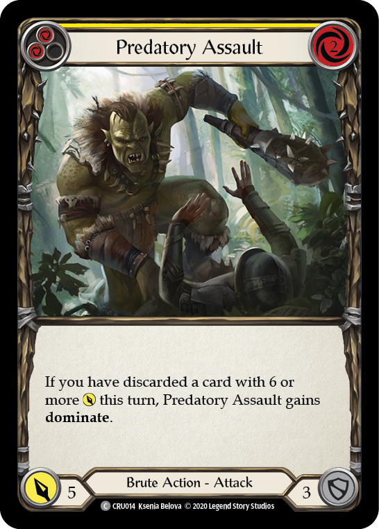 Predatory Assault (Yellow) [CRU014] 1st Edition Rainbow Foil | Good Games North