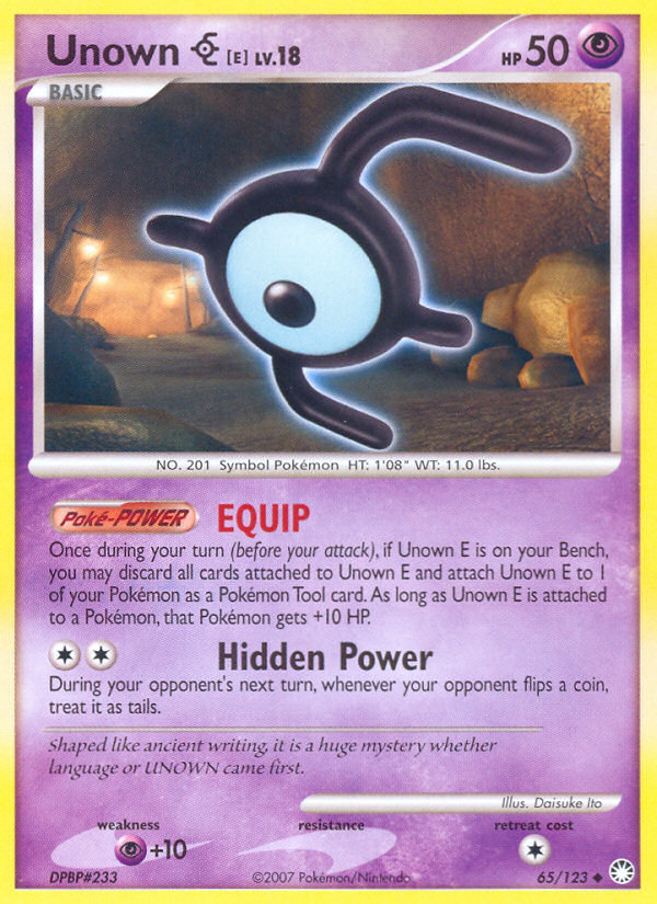 Unown E (65/123) [Diamond & Pearl: Mysterious Treasures] | Good Games North