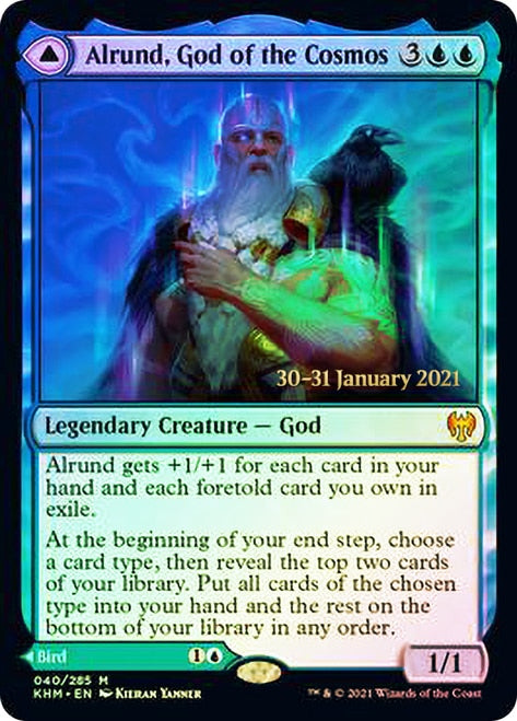 Alrund, God of the Cosmos // Hakka, Whispering Raven  [Kaldheim Prerelease Promos] | Good Games North
