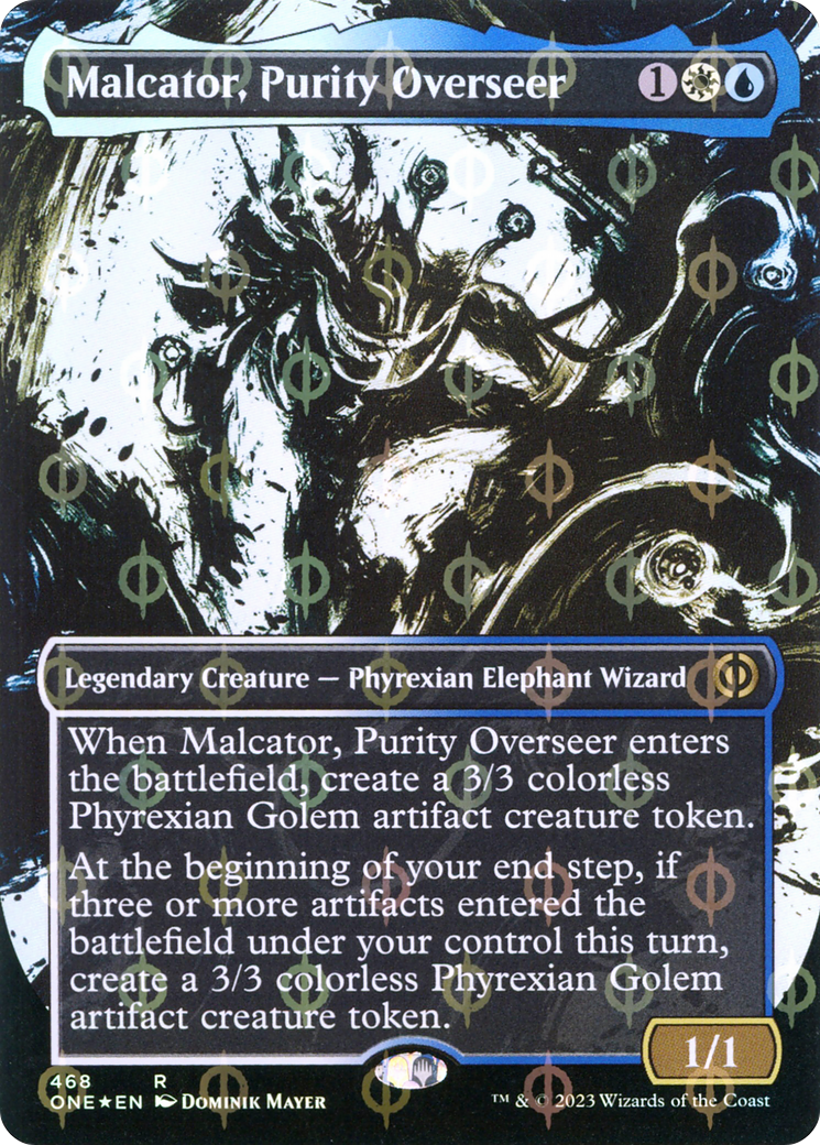 Malcator, Purity Overseer (Borderless Ichor Step-and-Compleat Foil) [Phyrexia: All Will Be One] | Good Games North