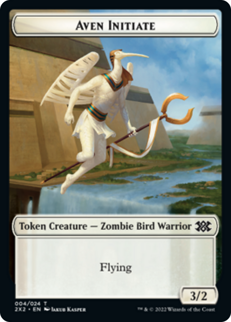 Drake // Aven Initiate Double-sided Token [Double Masters 2022 Tokens] | Good Games North