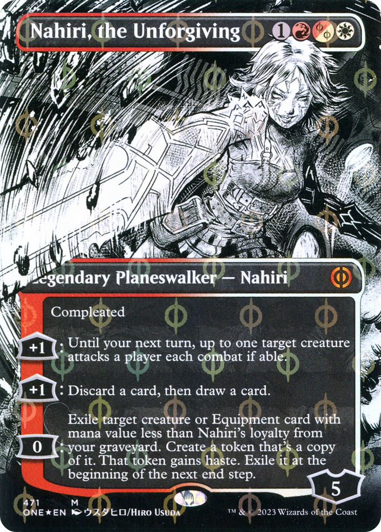 Nahiri, the Unforgiving (Borderless Manga Step-and-Compleat Foil) [Phyrexia: All Will Be One] | Good Games North