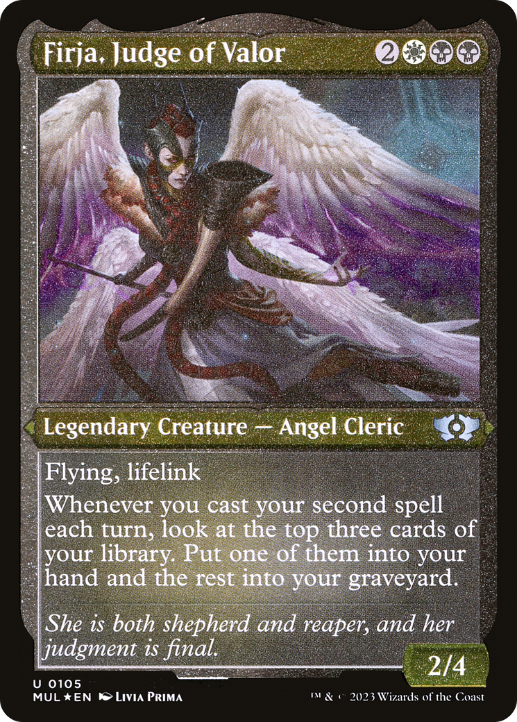 Firja, Judge of Valor (Foil Etched) [Multiverse Legends] | Good Games North