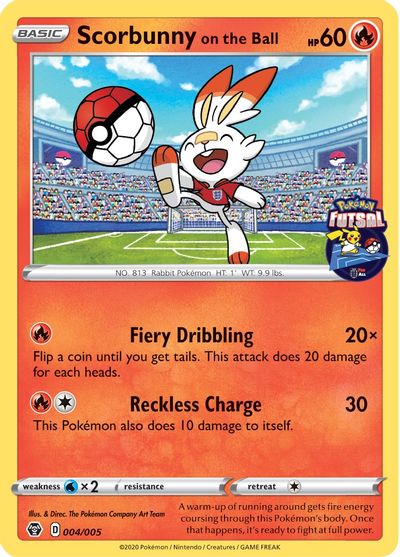 Scorbunny on the Ball (004/005) [Pokemon Futsal Collection] | Good Games North