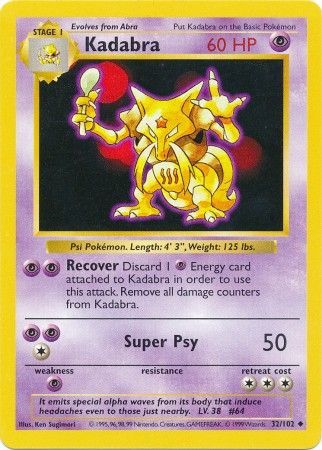 Kadabra (32/102) [Base Set Shadowless Unlimited] | Good Games North