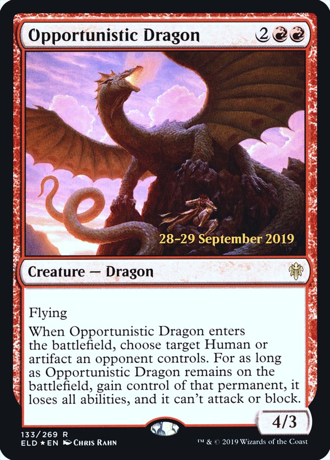 Opportunistic Dragon  [Throne of Eldraine Prerelease Promos] | Good Games North
