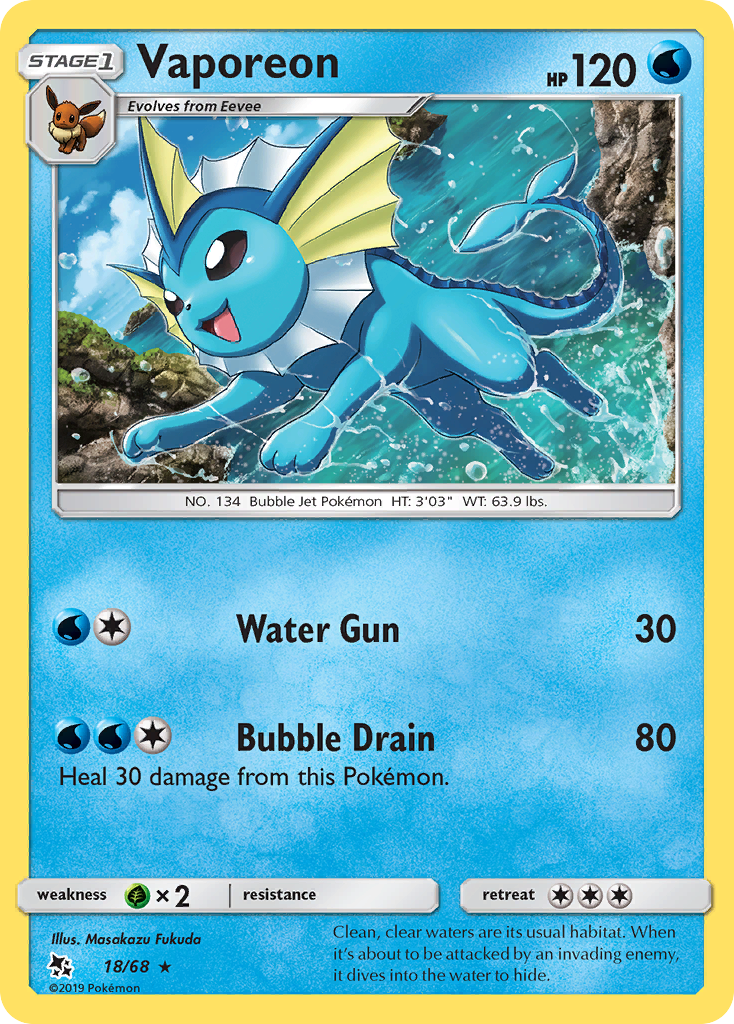 Vaporeon (18/68) [Sun & Moon: Hidden Fates] | Good Games North