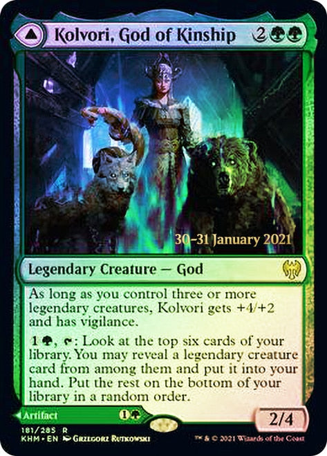 Kolvori, God of Kinship // The Ringhart Crest   [Kaldheim Prerelease Promos] | Good Games North